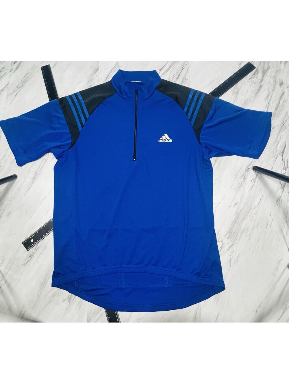 Adidas Cycling Jersey Blue Black 1/4 Zip Short Sleeve Cycling (MED) #13